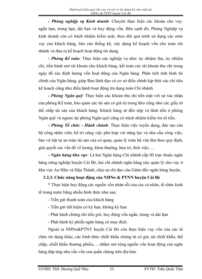 image for page Đánh giá hiệu quả cho vay và rủi ro tín dụng hộ sản xuất tại Ngân hàng Nông Nghiệp và Phát Triển Nông Thôn huyện Cái Bè