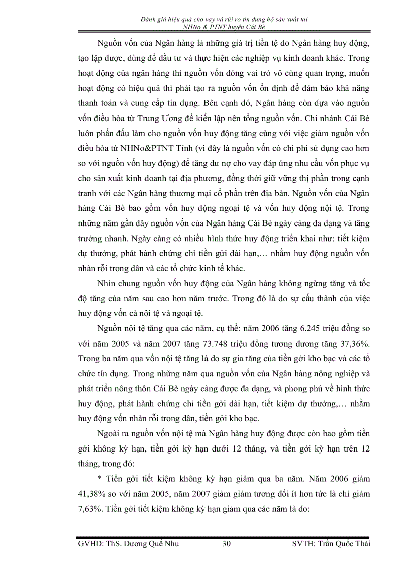 image for page Đánh giá hiệu quả cho vay và rủi ro tín dụng hộ sản xuất tại Ngân hàng Nông Nghiệp và Phát Triển Nông Thôn huyện Cái Bè