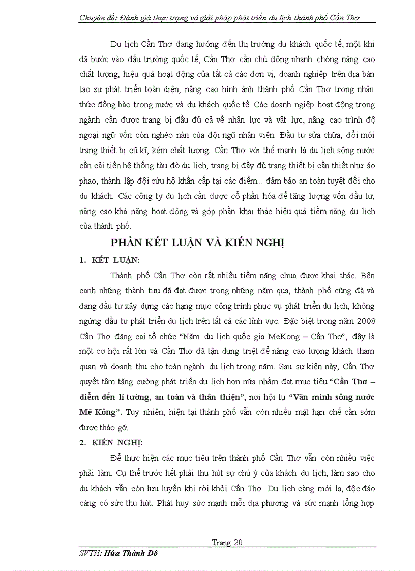image for page Đánh giá thực trạng và giải pháp phát triển du lịch thành phố Cần Thơ