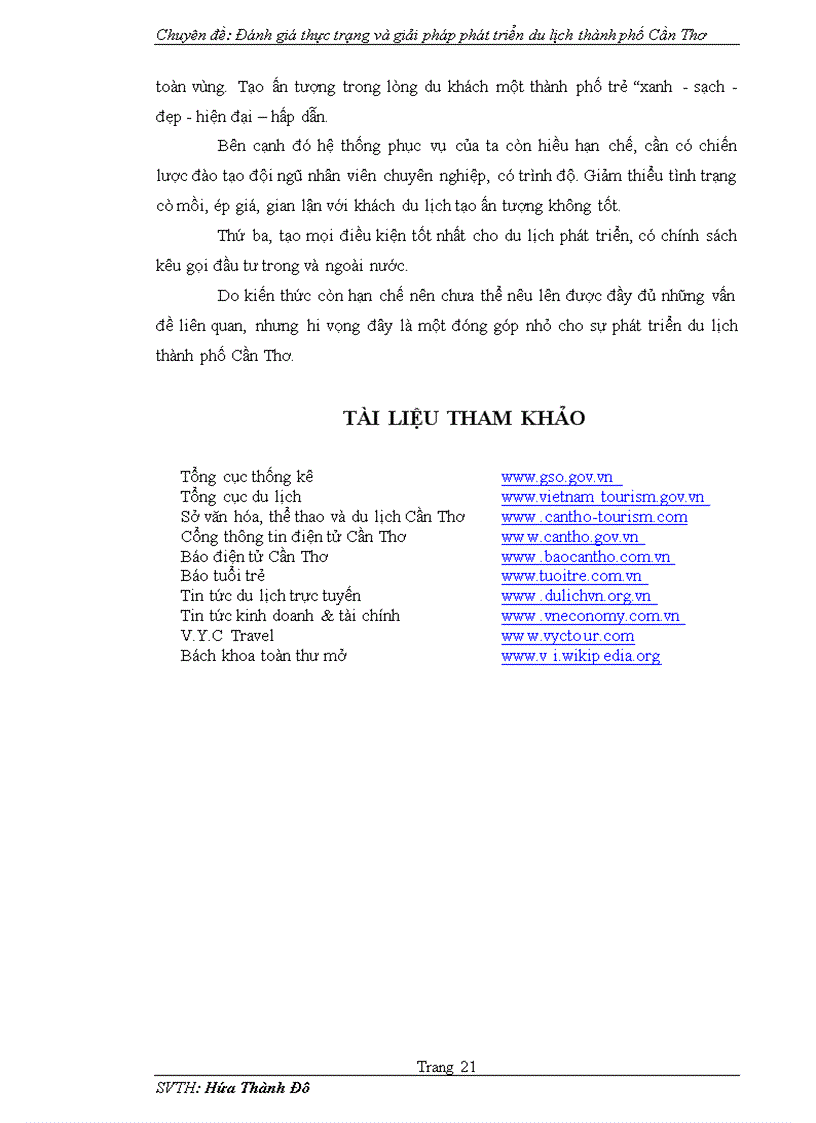 image for page Đánh giá thực trạng và giải pháp phát triển du lịch thành phố Cần Thơ