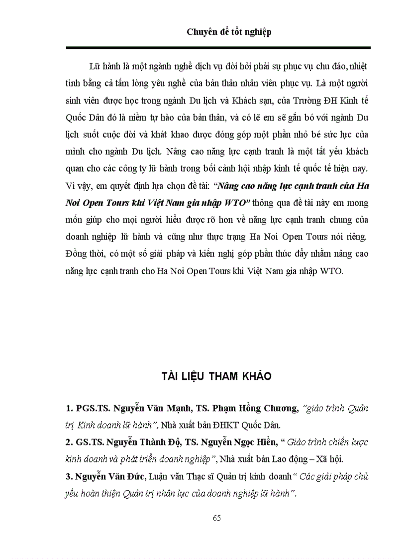 image for page Nâng cao năng lực cạnh tranh của Ha Noi Open Tours khi Việt Nam gia nhập WTO