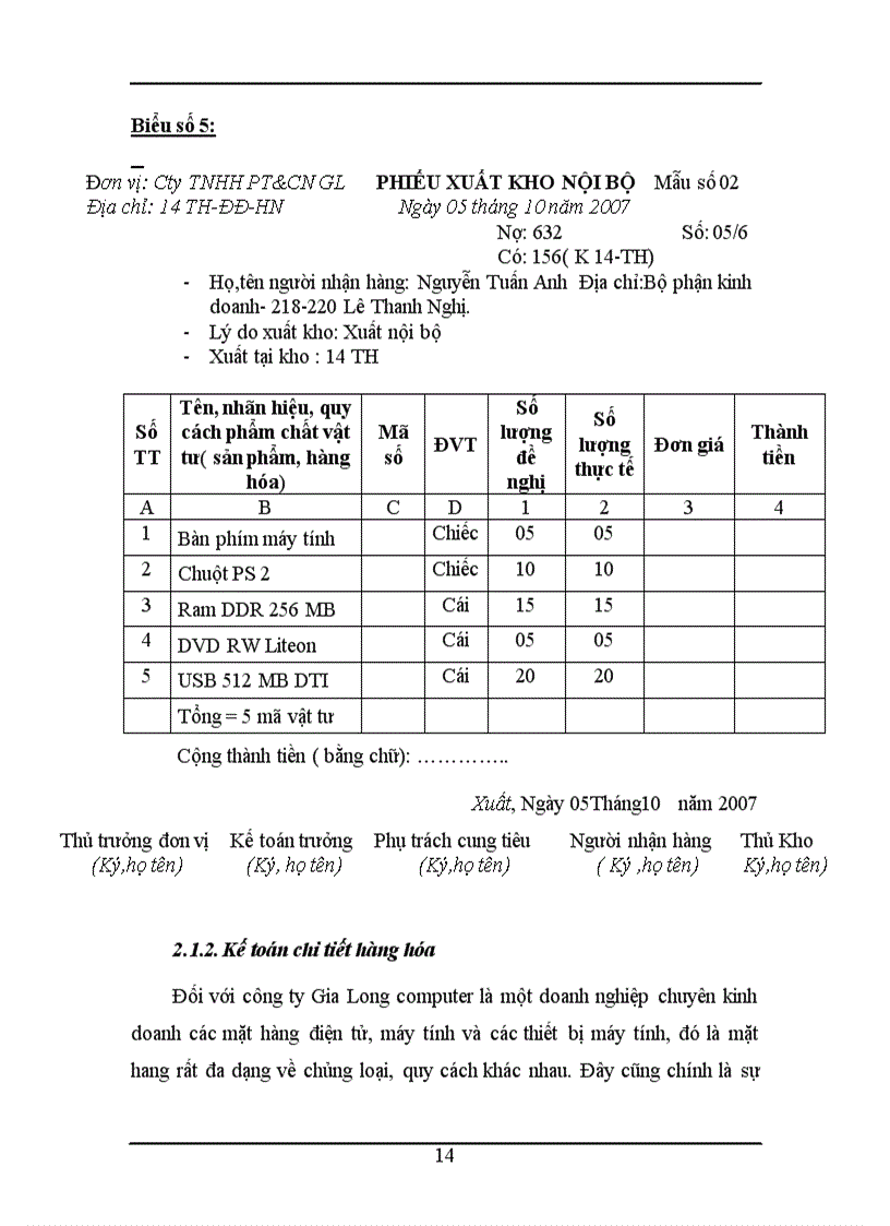 image for page Kế toán lưu chuyển hàng hoá và xác định kết quả tiêu thụ hàng hoá của Công ty TNHH phát triển và công nghệ Gia Long nghiệp vụ ko lý luận nhật ký chứng từ
