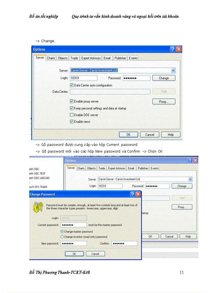 image for page Quy trình tư vấn kinh doanh vàng và ngọai hối trên tài khoản