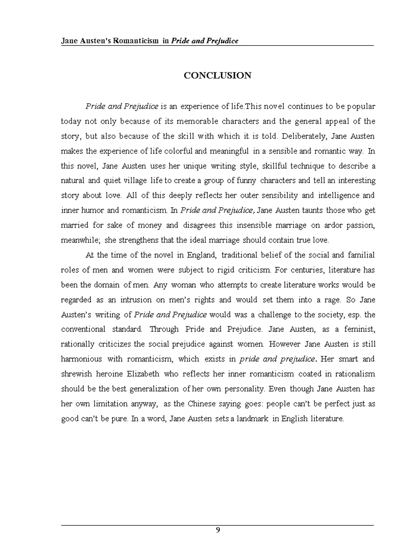 image for page Jane Austen s Romanticism in Pride and Prejudice