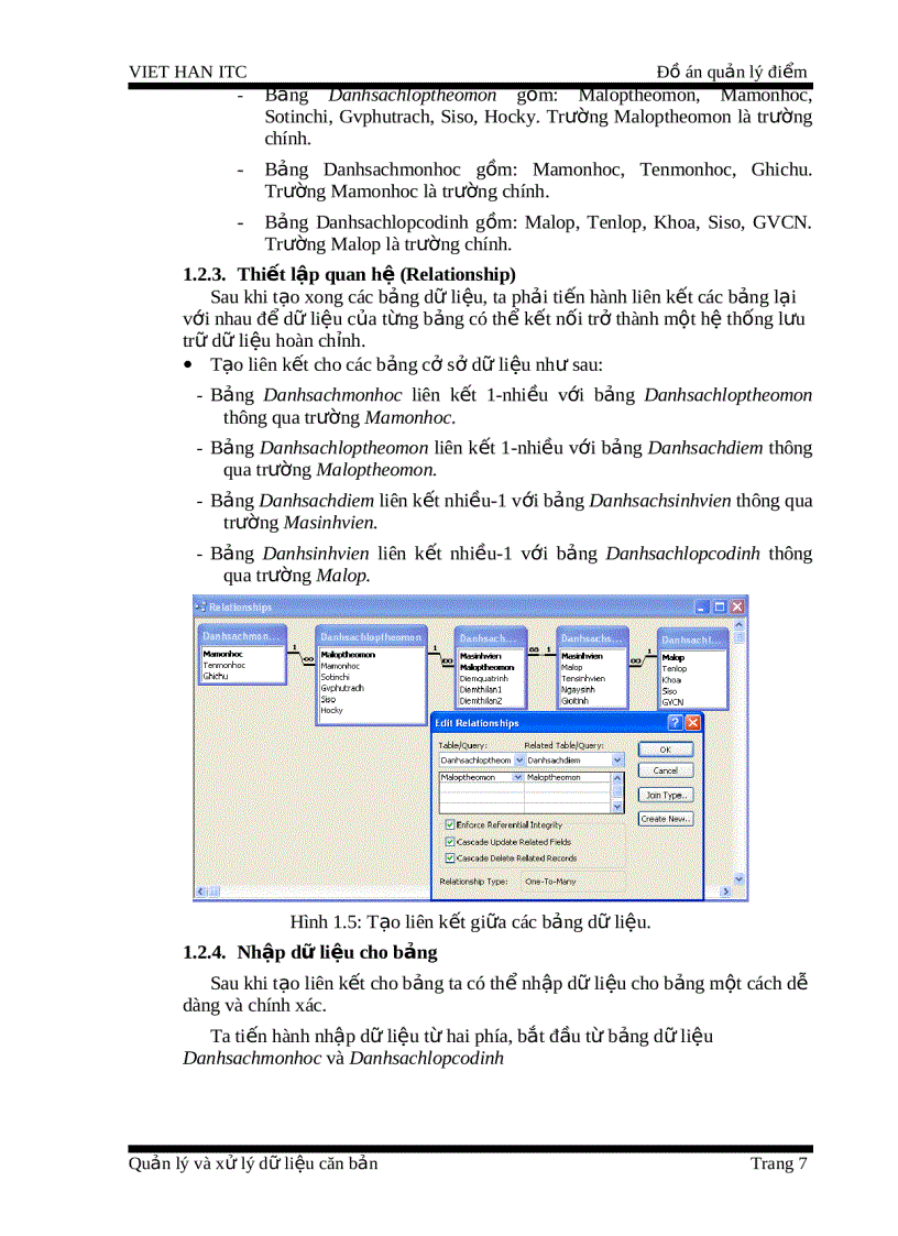 image for page Đồ án phần mềm quản lý điểm bằng access