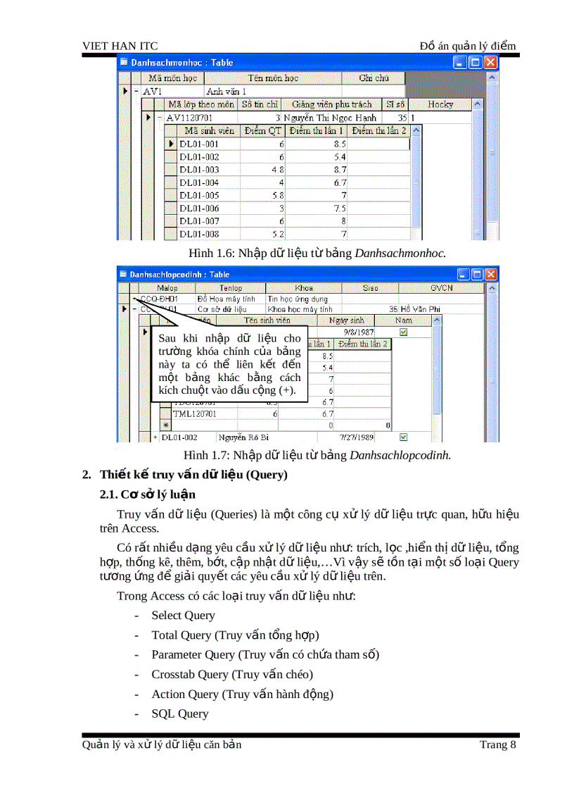image for page Đồ án phần mềm quản lý điểm bằng access