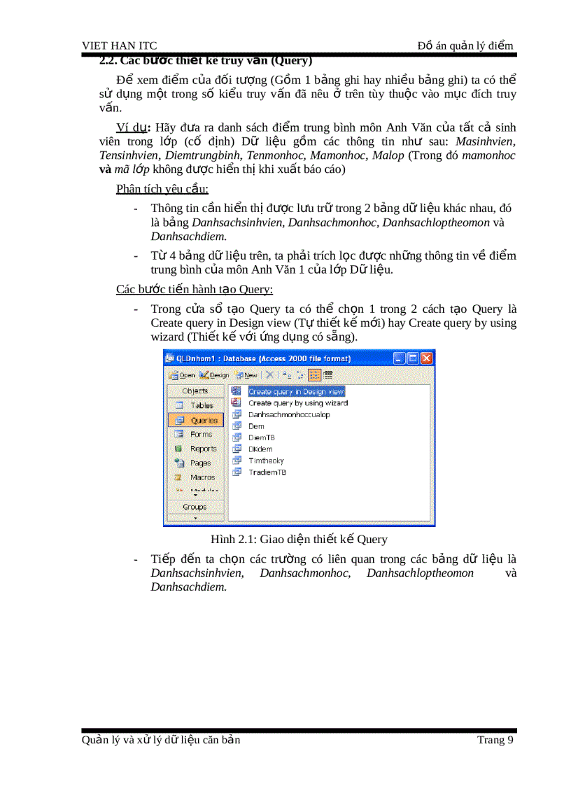image for page Đồ án phần mềm quản lý điểm bằng access
