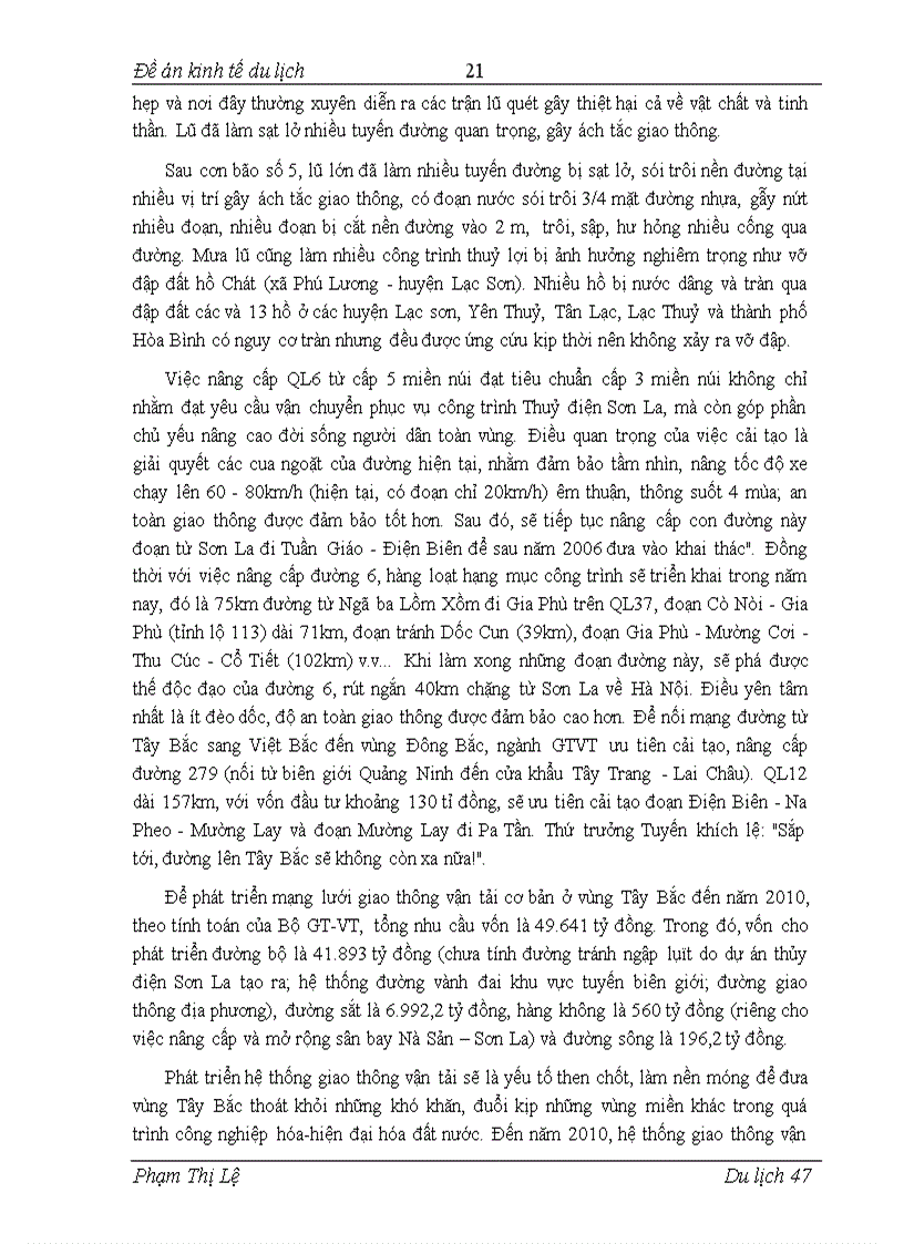 image for page Tác động tương hỗ giữa du lịch giao thông và ảnh hưởng của nó tới sự phát triển kinh tế vùng ở Tây Bắc