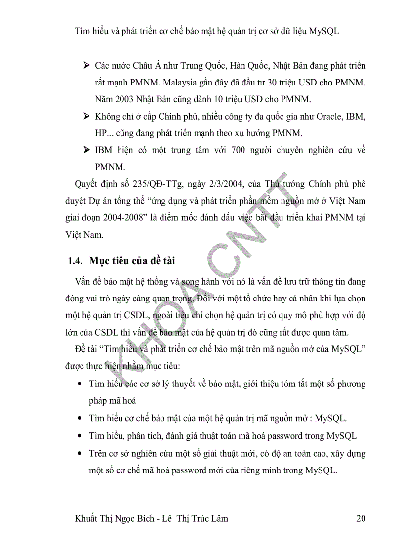 image for page Tìm hiểu và phát triển cơ chế bảo mật trên mã nguồn mở của MySQL