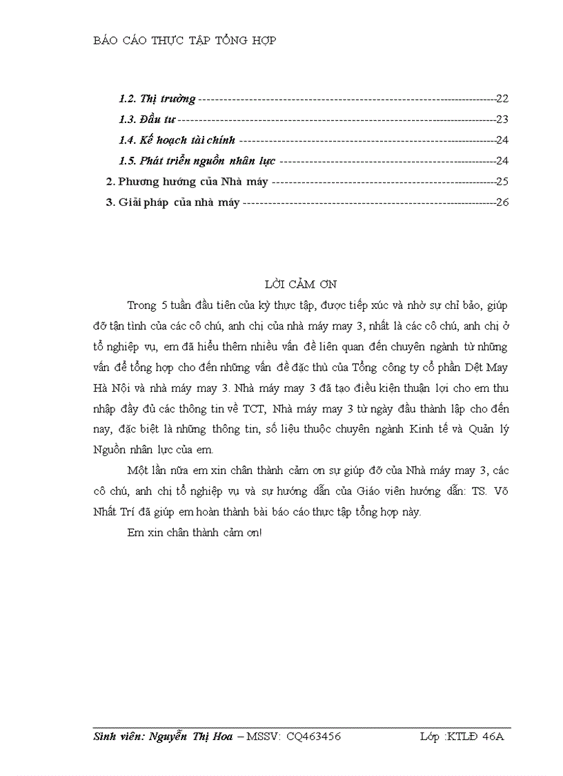 image for page Báo cáo tổng hợp tại tổng công ty cổ phần dệt may hà nội và nhà máy thành viên nhà máy may 3