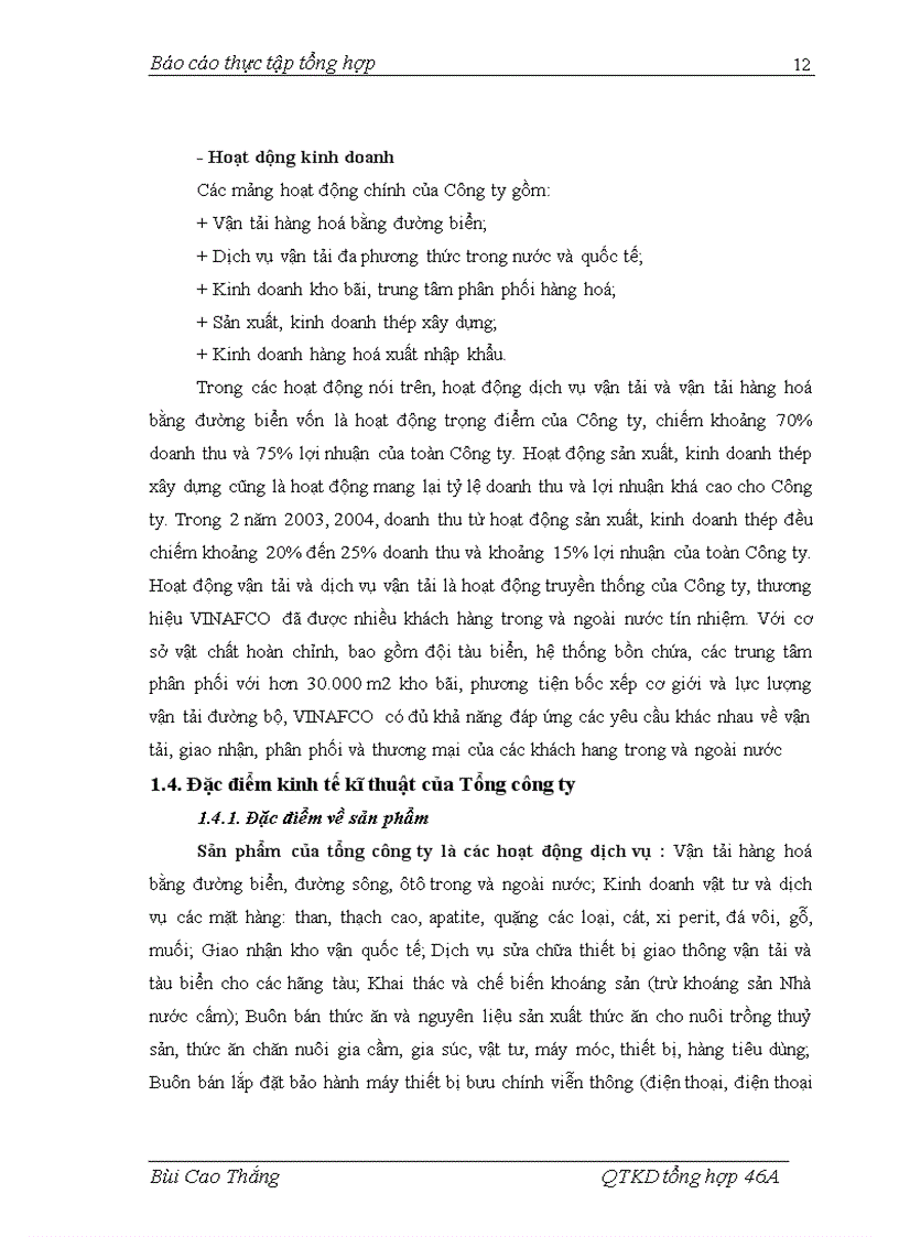 image for page Báo cáo tổng hợp tại Tổng công ty Cổ phầnVINAFCO