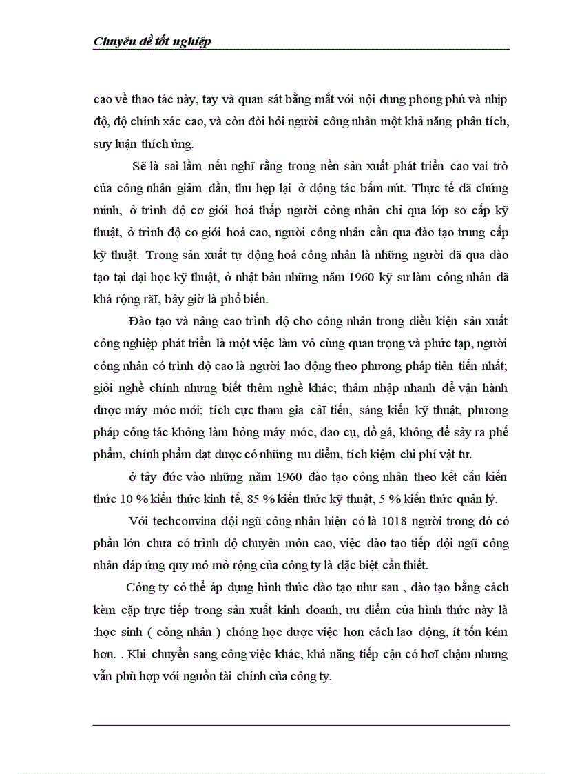 image for page Thực trạng về đào tạo và phát triển nguồn nhân lực của Công ty Techconvina