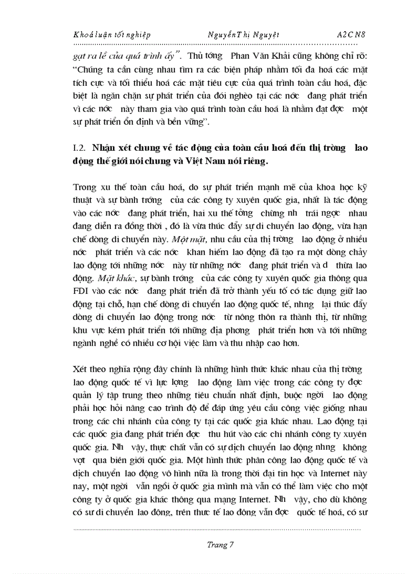 image for page Toàn cầu hoá Cơ hội và thách thức đối với lao động Việt Nam khi thâm nhập thị trường lao động Quốc tế
