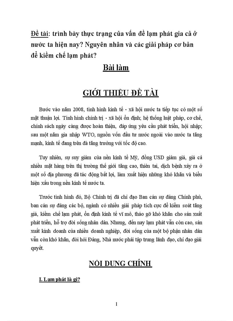 image for page Thực trạng của vấn đề lạm phát giá cả ở nước ta hiện nay Nguyên nhân và các giải pháp cơ bản để kiềm chế lạm phát