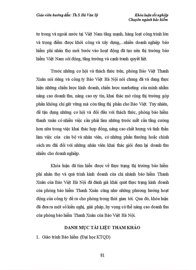 image for page Thực trạng phát triển thị trường bảo hiểm phi nhân thọ ở chi nhánh Bảo Việt Thanh Xuân của Bảo Việt Hà Nội