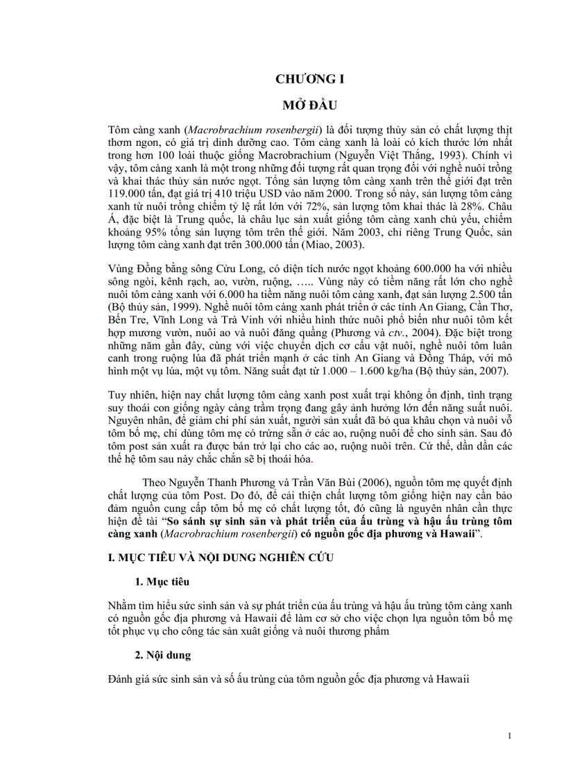 image for page So sánh sự sinh sản và phát triển của ấu trùng và hậu ấu trùng tôm càng xanh Macrobrachium rosenbergii nguồn gốc địa phương và Hawaii