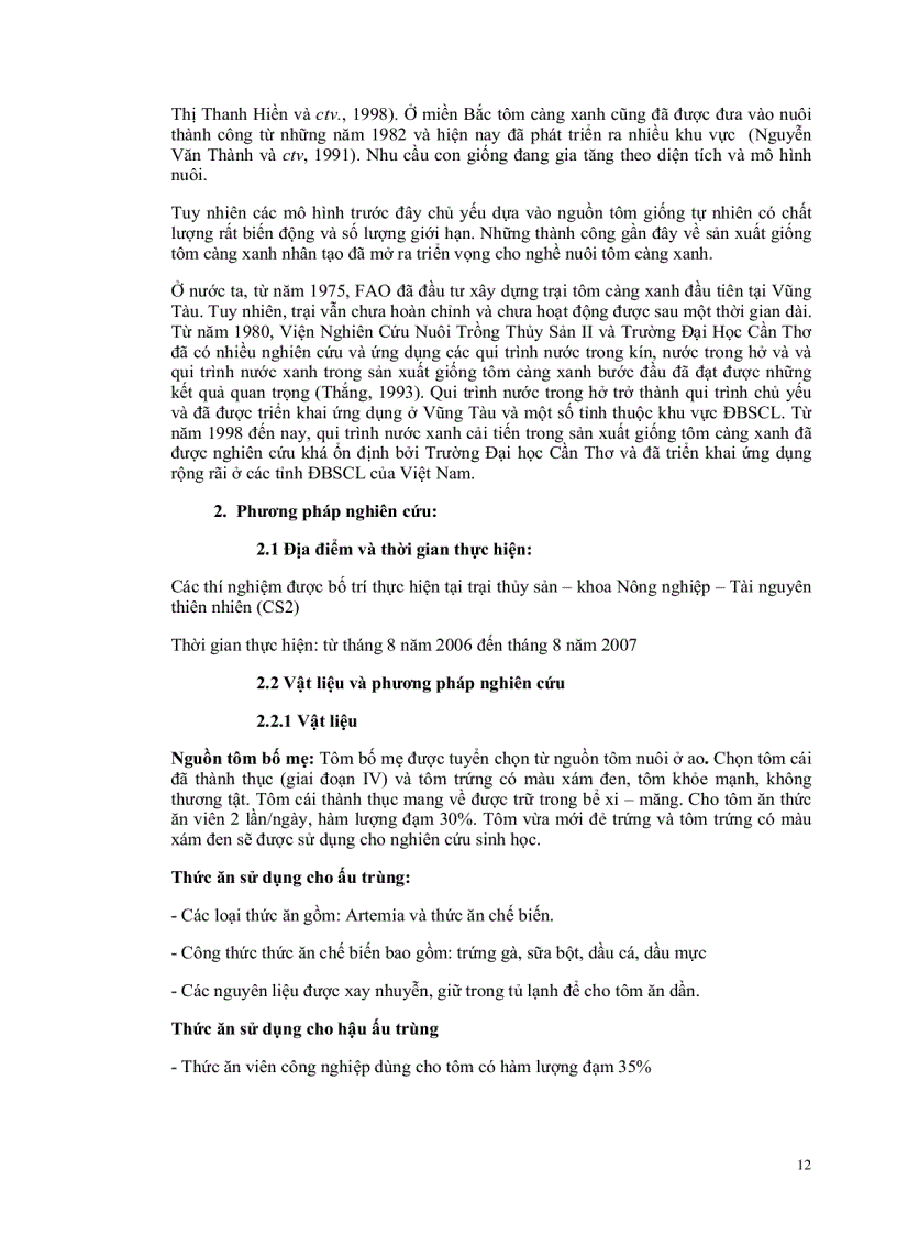 image for page So sánh sự sinh sản và phát triển của ấu trùng và hậu ấu trùng tôm càng xanh Macrobrachium rosenbergii nguồn gốc địa phương và Hawaii