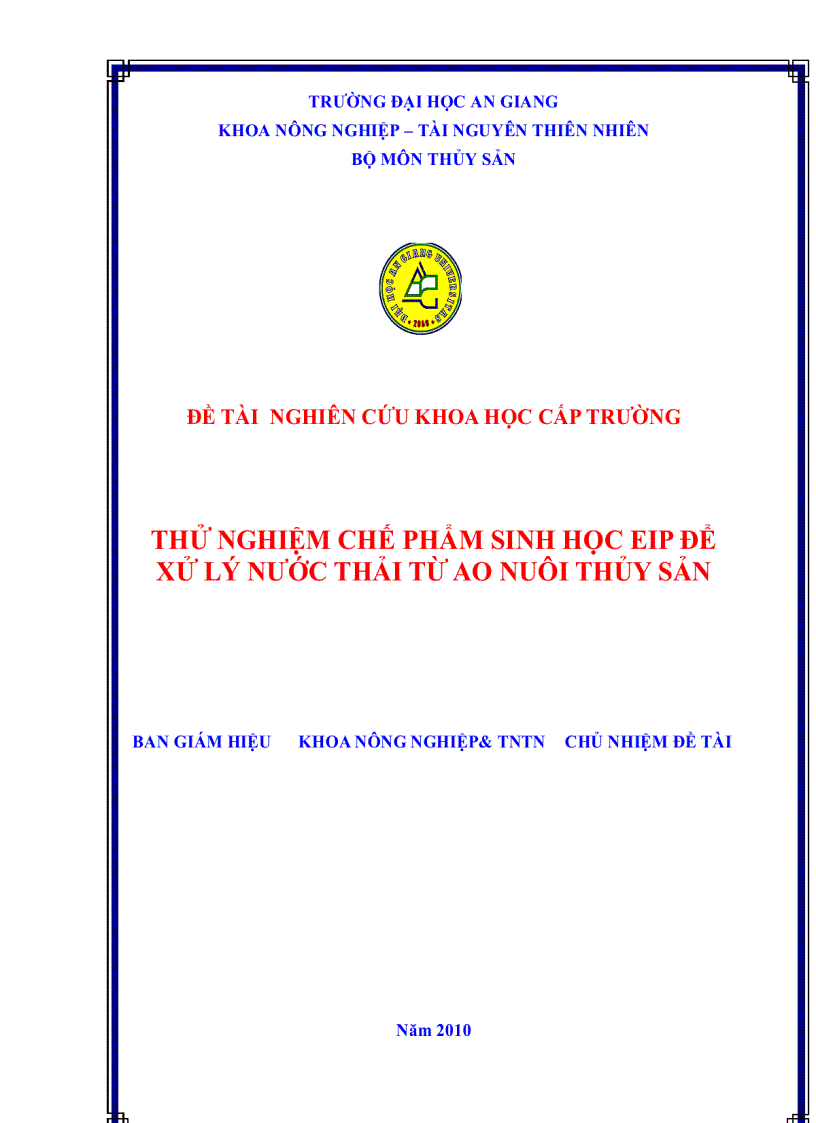 image for page Thử nghiệm chế phẩm sinh học Eip để xử lý nước thải từ ao nuôi thủy sản