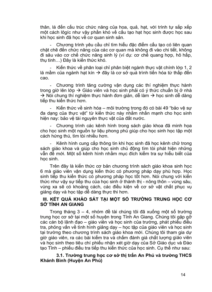 image for page Thực Trạng Và Giải Pháp Nâng Cao Chất Lượng Giảng Dạy Và Học Tập Môn Sinh Học Lớp 6 Sách Giáo Khoa Mới Ở Các Trường Trung Học Cơ Sở Tỉnh An Giang