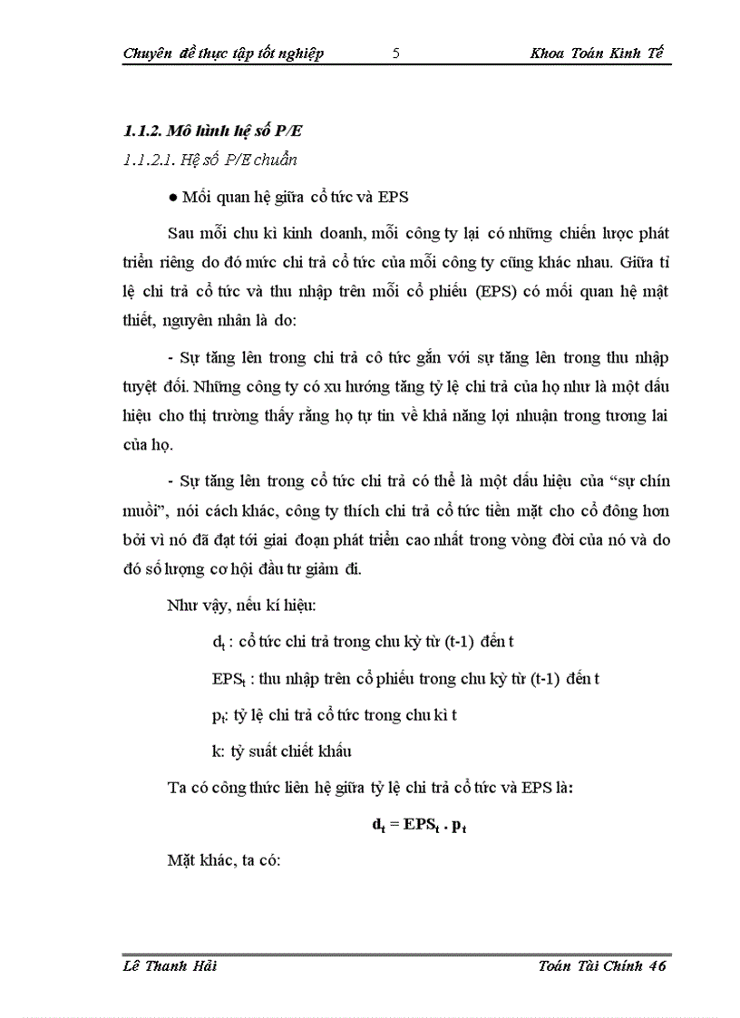 image for page Sử dụng 1 số hệ số tài chính trong định giá cổ phiếu trên thị trường chứng khoán VN