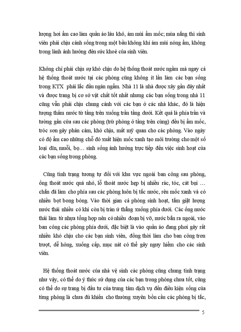 Thực trạng của hệ thống cống thoát nước trong ký túc xá trường Đại học Kinh Tế Quốc Dân