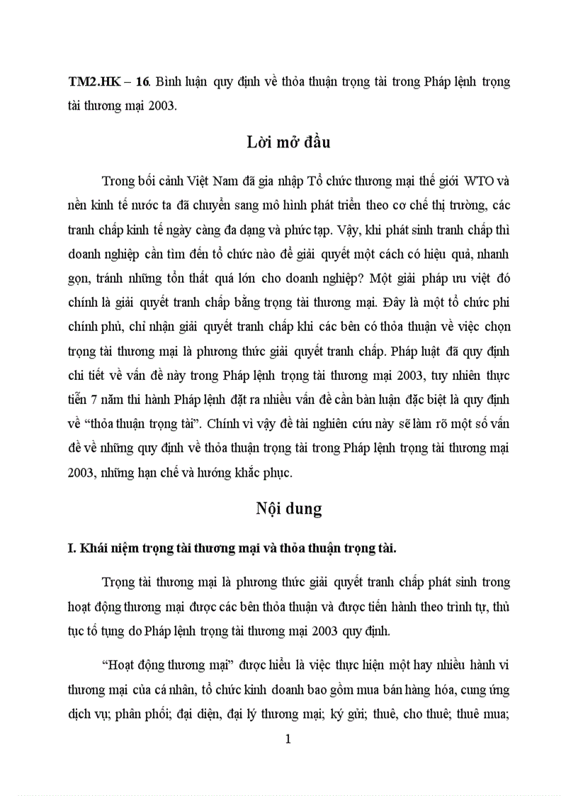 image for page Bình luận quy định về thỏa thuận trọng tài trong Pháp lệnh trọng tài thương mại 2003