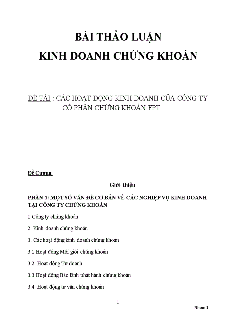 image for page Các nghiệp vụ kinh doanh tại công ty chứng khoán fpt