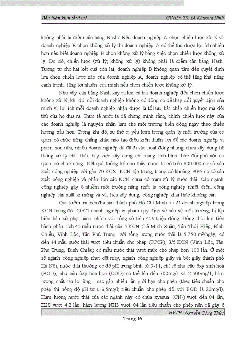 image for page Thực trạng ô nhiễm môi trường tại các Khu công nghiệp Khu chế xuất ở Việt Nam nhìn từ lý thuyết trò chơi