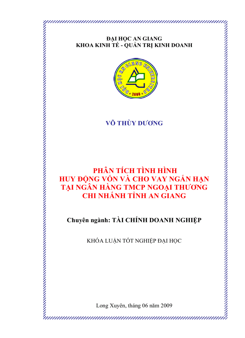image for page Phân tích chính sách huy động vốn và cho vay ngắn hạn tại ngân hàng Ngoại Thương chi nhánh tỉnh An Giang