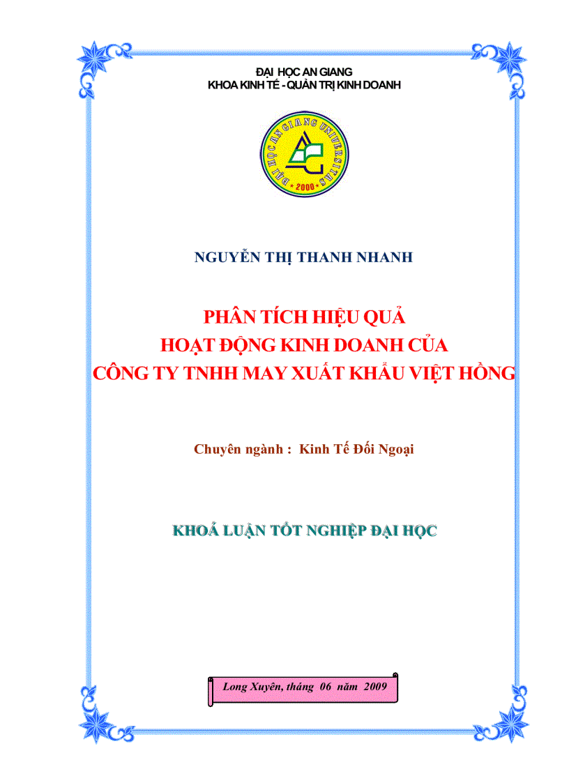 image for page Phân tích hiệu quả hoạt động kinh doanh của công ty Trách nhiệm hữu hạn may xuất khẩu Việt Hồng