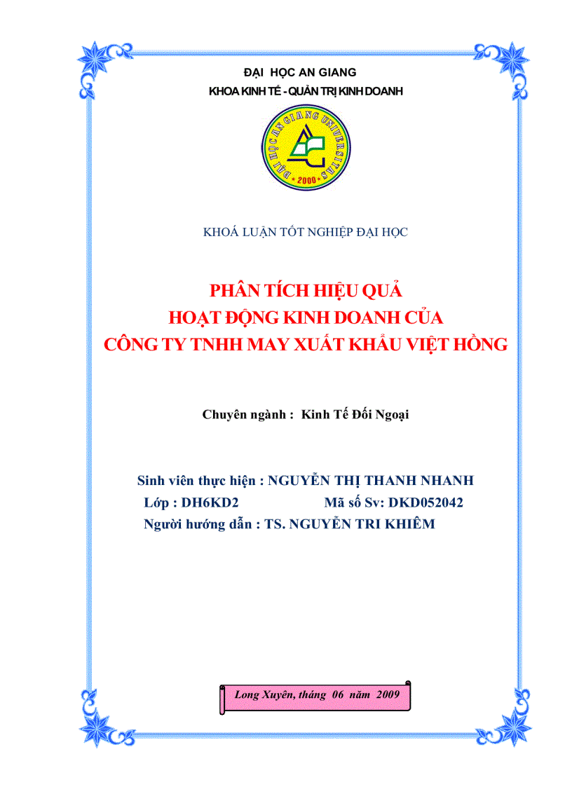 image for page Phân tích hiệu quả hoạt động kinh doanh của công ty Trách nhiệm hữu hạn may xuất khẩu Việt Hồng