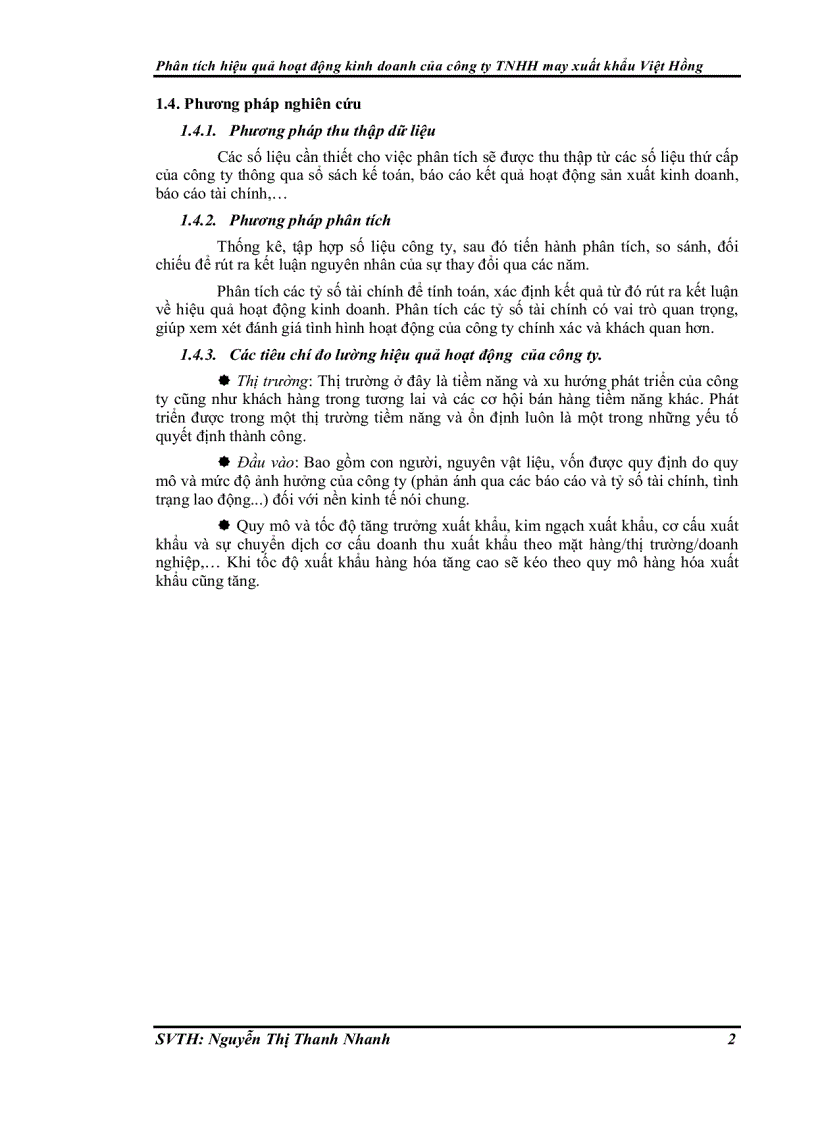 image for page Phân tích hiệu quả hoạt động kinh doanh của công ty Trách nhiệm hữu hạn may xuất khẩu Việt Hồng