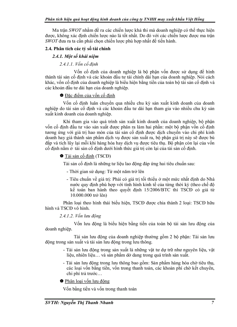 image for page Phân tích hiệu quả hoạt động kinh doanh của công ty Trách nhiệm hữu hạn may xuất khẩu Việt Hồng