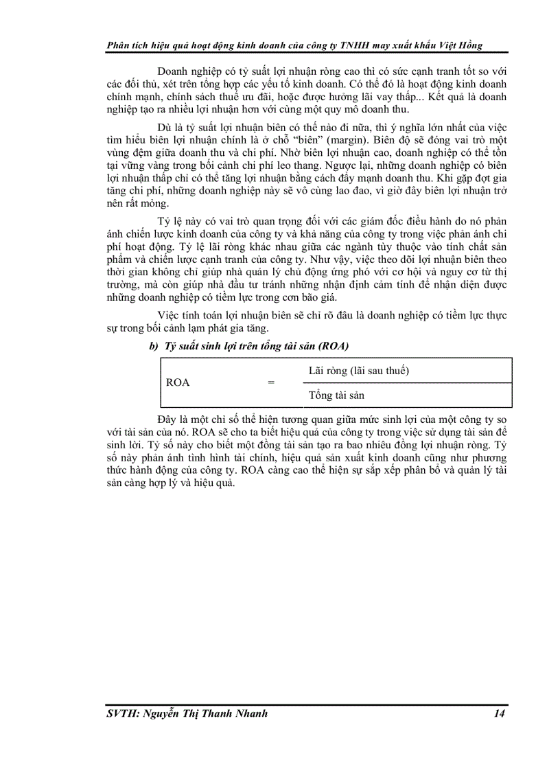 image for page Phân tích hiệu quả hoạt động kinh doanh của công ty Trách nhiệm hữu hạn may xuất khẩu Việt Hồng