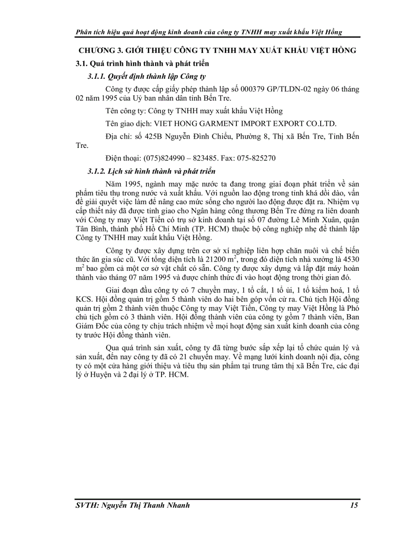 image for page Phân tích hiệu quả hoạt động kinh doanh của công ty Trách nhiệm hữu hạn may xuất khẩu Việt Hồng