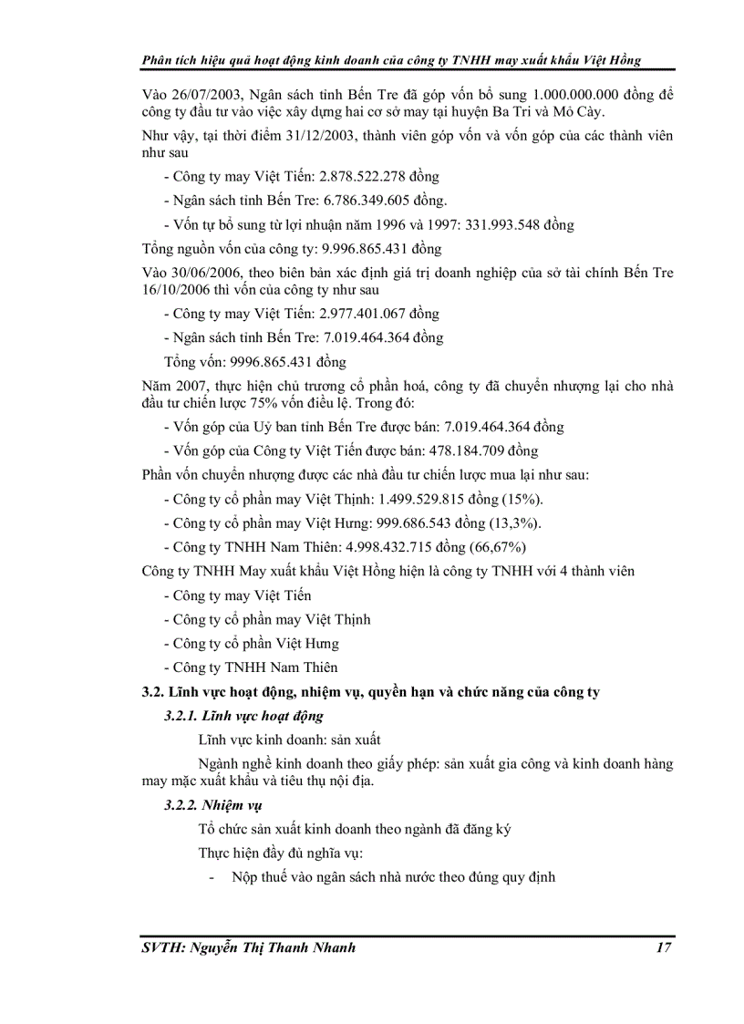 image for page Phân tích hiệu quả hoạt động kinh doanh của công ty Trách nhiệm hữu hạn may xuất khẩu Việt Hồng