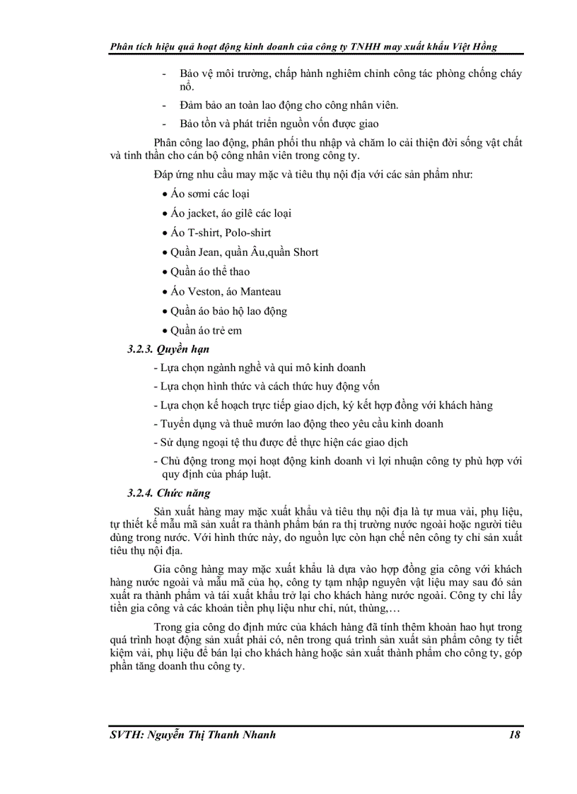 image for page Phân tích hiệu quả hoạt động kinh doanh của công ty Trách nhiệm hữu hạn may xuất khẩu Việt Hồng