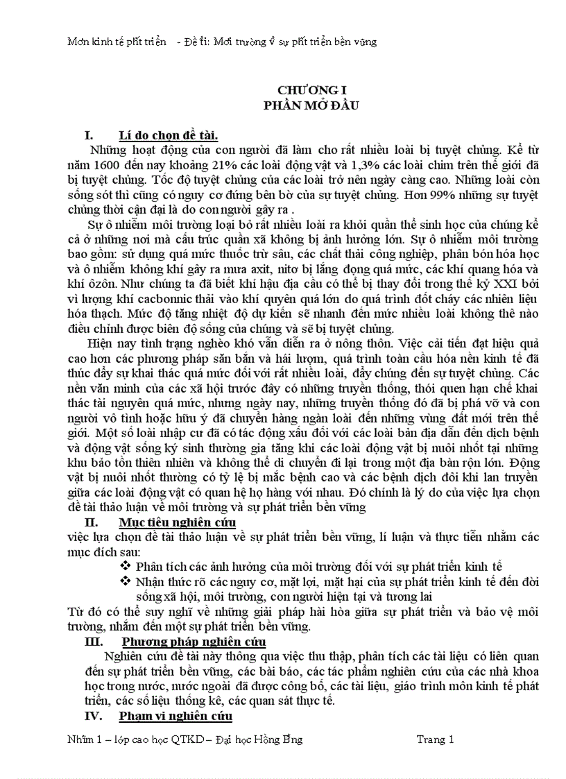 image for page Sự phát triển bền vững và môi trường