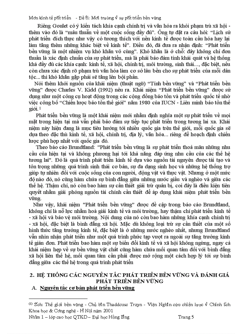 image for page Sự phát triển bền vững và môi trường