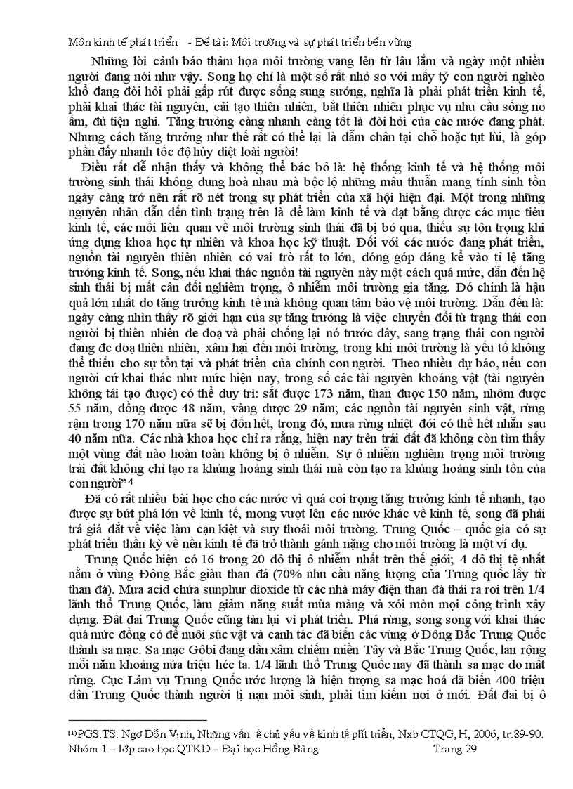 image for page Sự phát triển bền vững và môi trường