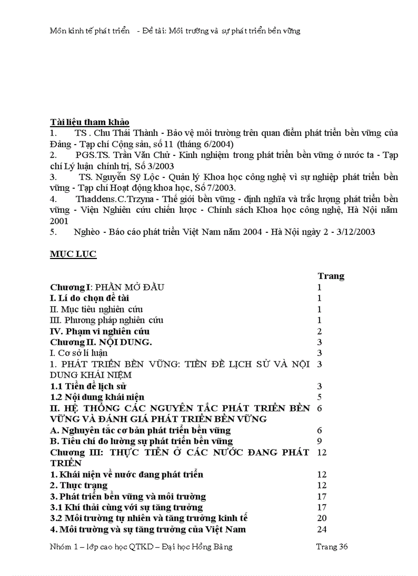 image for page Sự phát triển bền vững và môi trường
