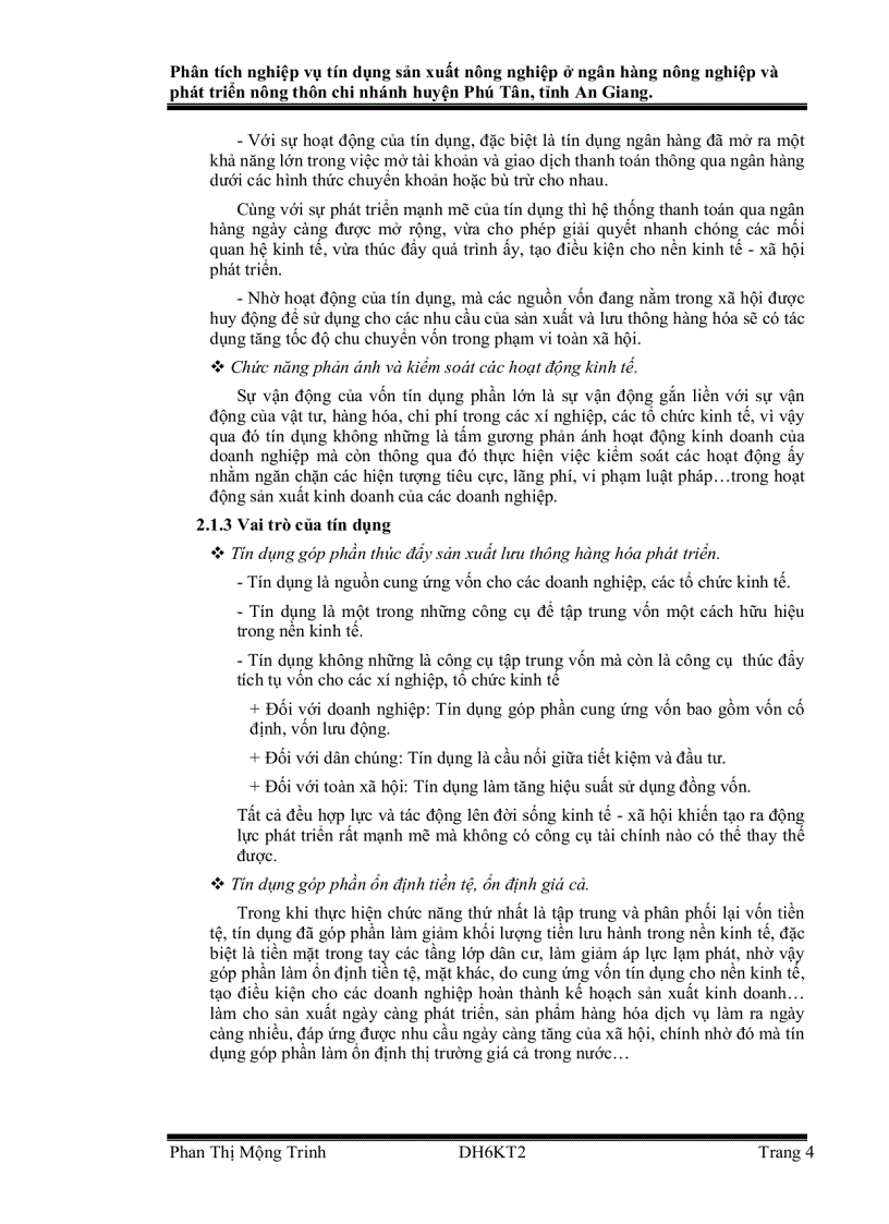 image for page Phân tích nghiệp vụ tín dụng sản xuất nông nghiệp ở Ngân hàng Nông nghiệp và Phát triển nông thôn huyện Phú Tân tỉnh An Giang