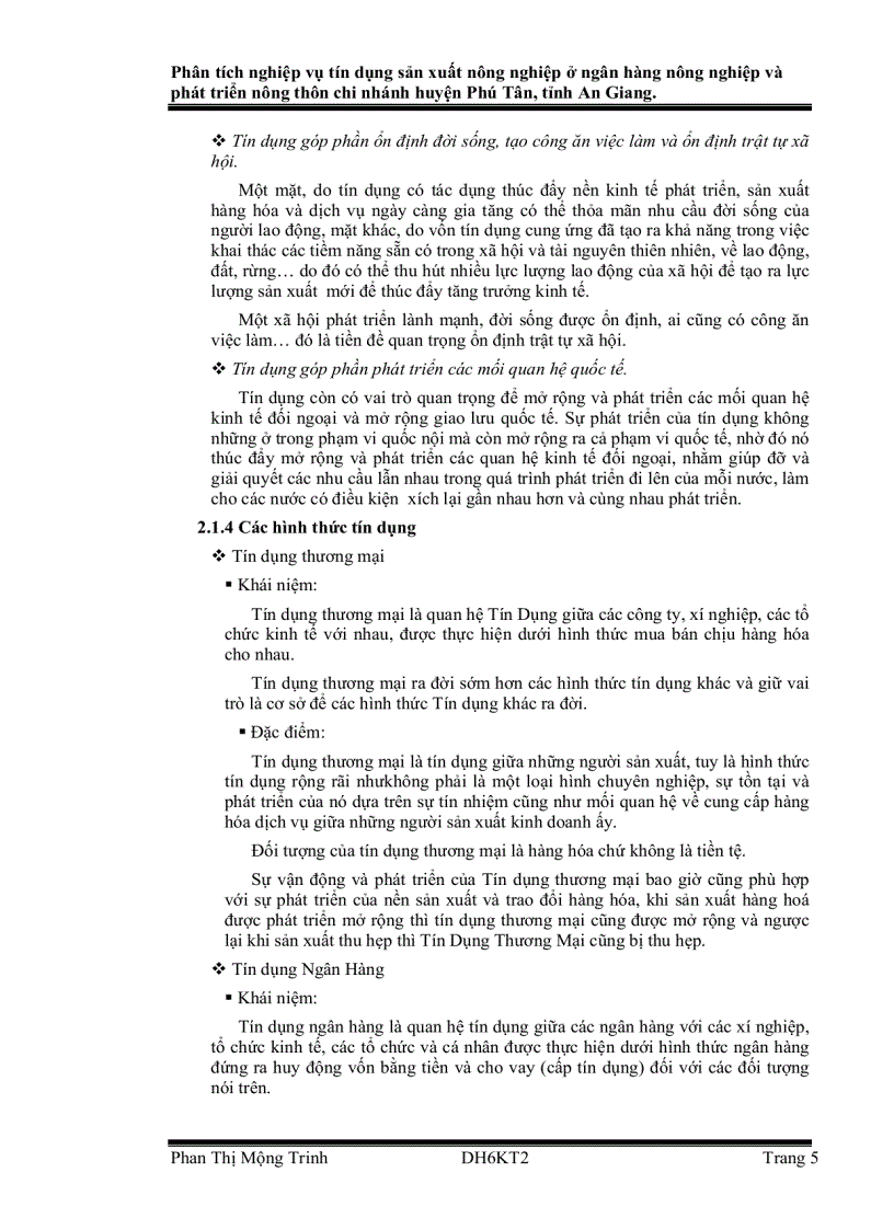 image for page Phân tích nghiệp vụ tín dụng sản xuất nông nghiệp ở Ngân hàng Nông nghiệp và Phát triển nông thôn huyện Phú Tân tỉnh An Giang