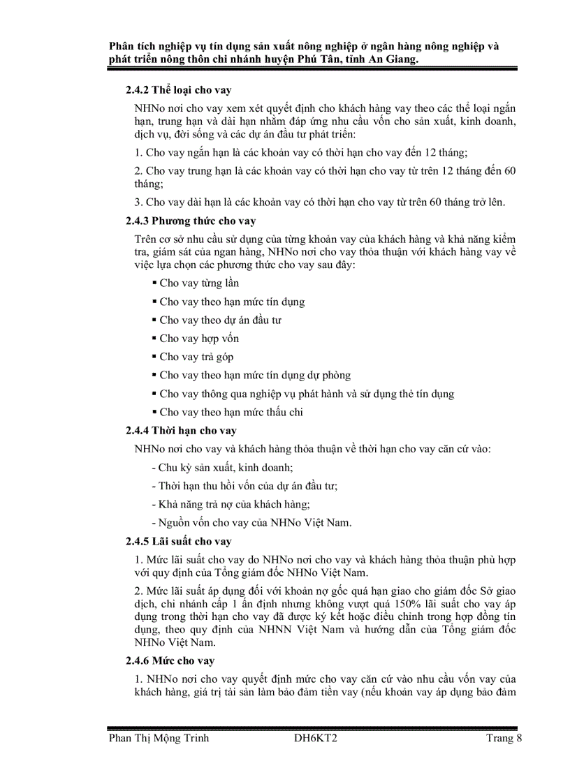 image for page Phân tích nghiệp vụ tín dụng sản xuất nông nghiệp ở Ngân hàng Nông nghiệp và Phát triển nông thôn huyện Phú Tân tỉnh An Giang