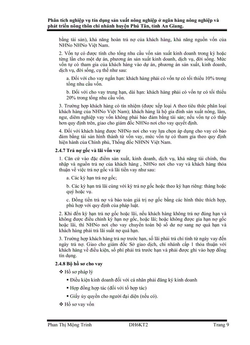 image for page Phân tích nghiệp vụ tín dụng sản xuất nông nghiệp ở Ngân hàng Nông nghiệp và Phát triển nông thôn huyện Phú Tân tỉnh An Giang