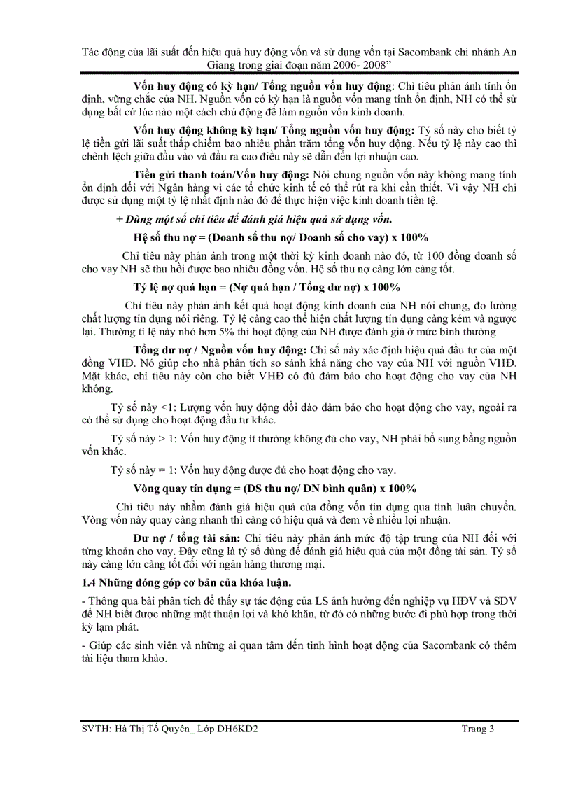 image for page Tác động của lãi suất đến hiệu quả huy động vốn và sử dụng vốn tại Ngân Hàng Sacombank chi nhánh An Giang năm 2006 2008