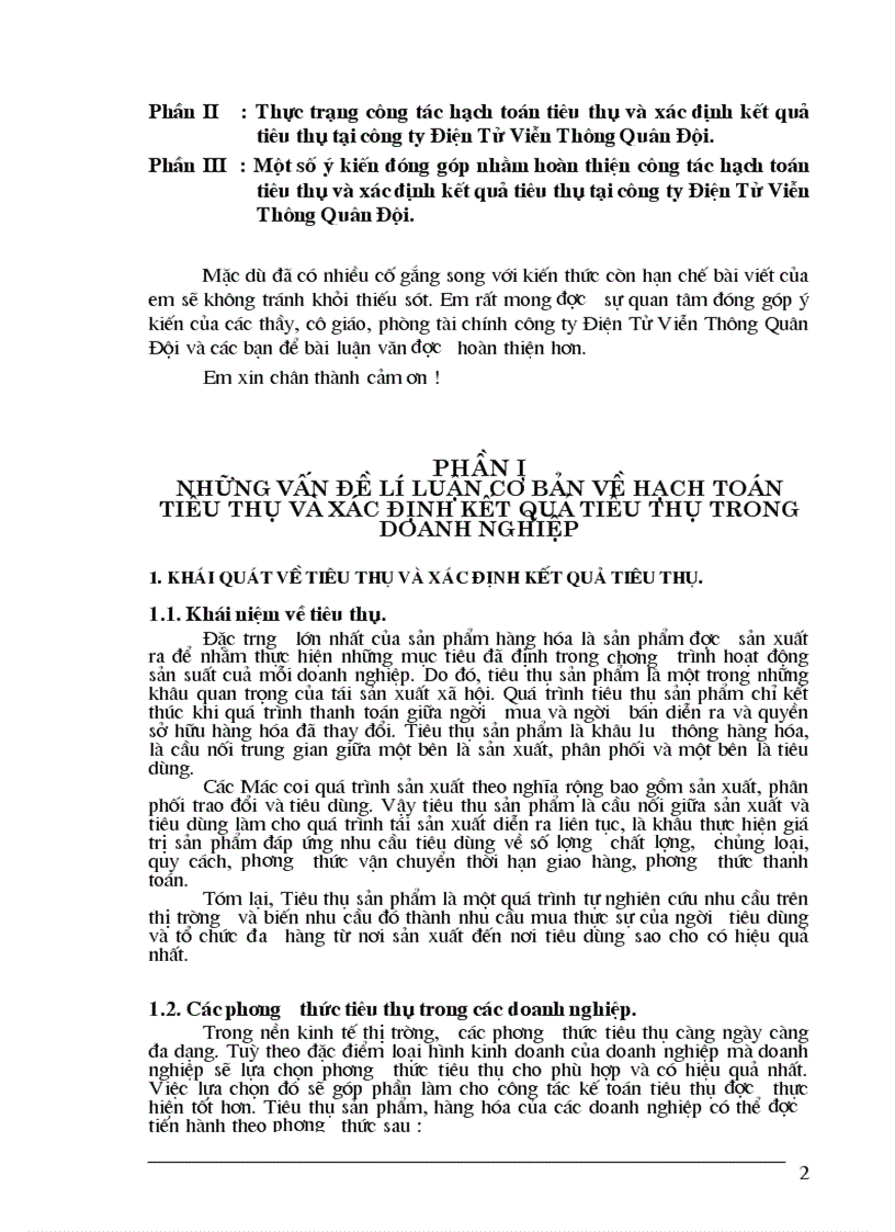 image for page Hoàn thiện hạch toán tiêu thụ và xác định kết quả tiêu thụ tại Công ty điện tử Viễn thông Quân đội