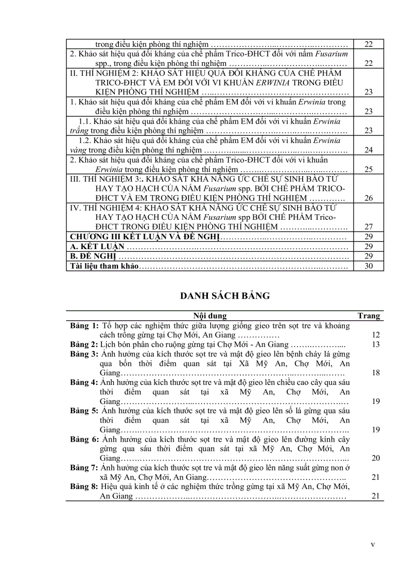 image for page Hiệu quả của chế phẩm EM TRICO ĐHCT đối với bệnh thối củ gừng và ảnh hưởng của lượng giống kích thước sọt tre lên sinh trưởng năng suất củ gừng tại Mỹ An Chợ Mới An Giang