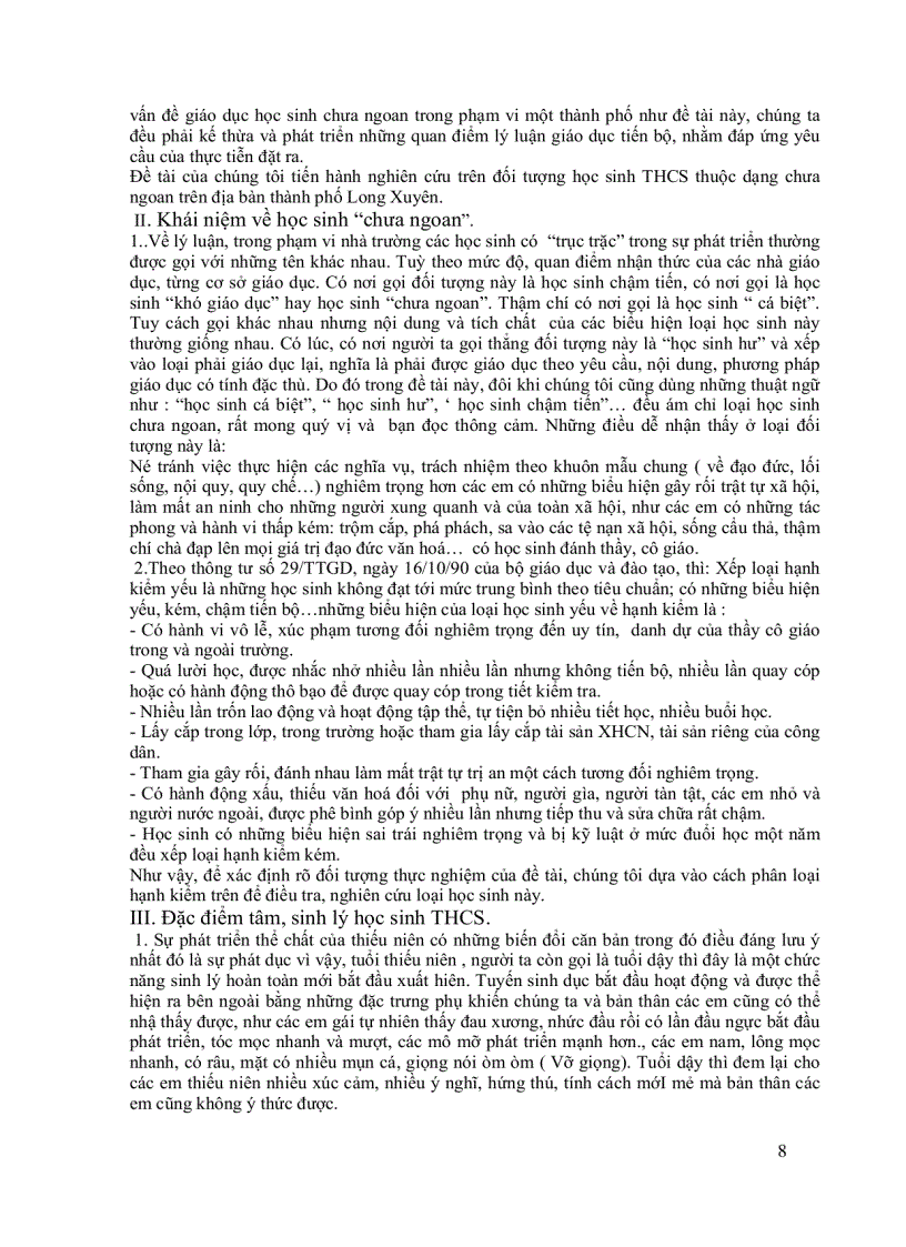 image for page Học Sinh Chưa Ngoan Ở Các Trường THCS Trên Địa Bàn TP Long Xuyên An Giang Nguyên Nhân Và Biện Pháp Giáo Dục