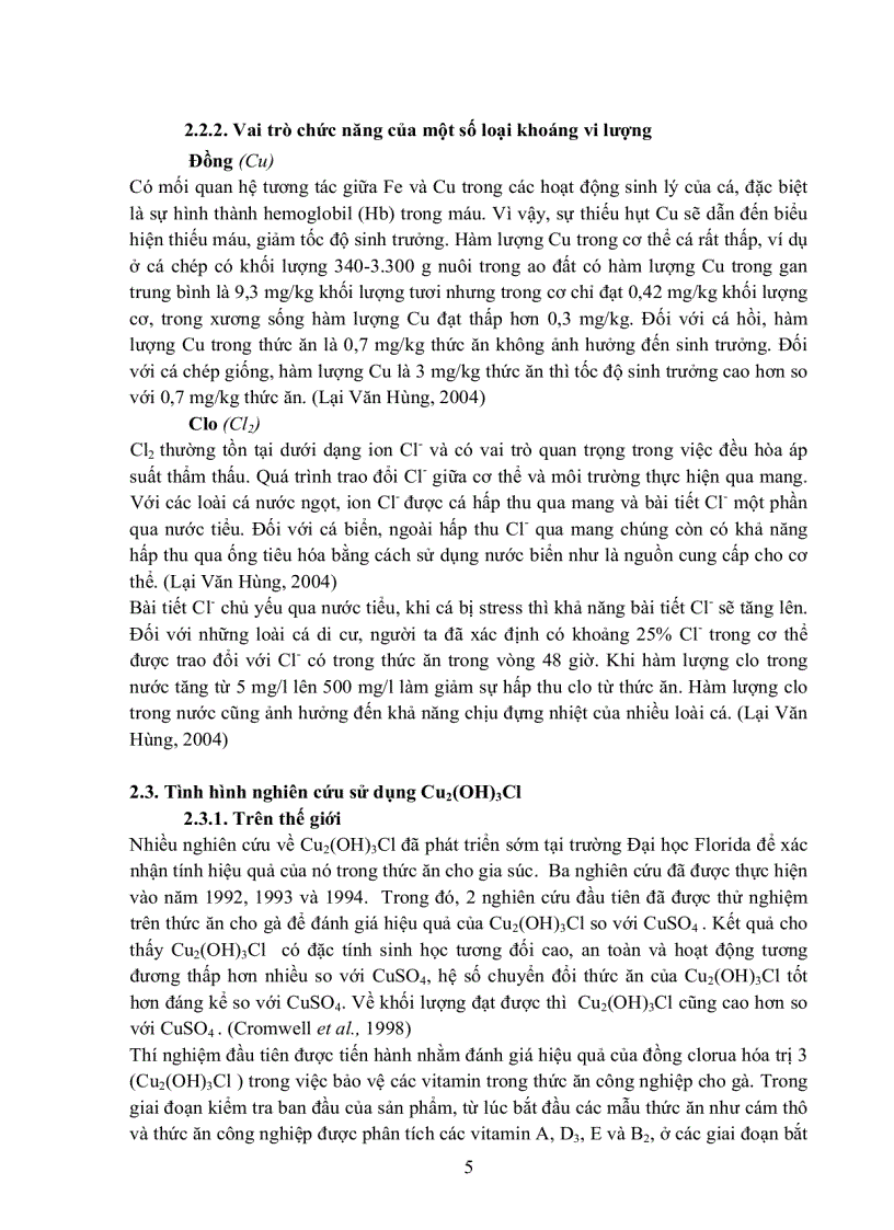 image for page Khảo sát ảnh hưởng nồng độ phối trộn Cu2 OH 3Cl trong thức ăn đến tỉ lệ sống tốc độ tăng trưởng và sự tích lũy Vitamin E Cu trong thịt fillet và gan của cá tra Pangasius hypophthalmus